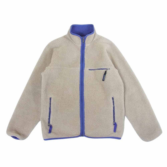 patagonia パタゴニア 90s USA製 雪無し チンフラップ ベビーレトロ カーディガン フリース ジャケット ナチュラル パープル ベージュ系 M【中古】