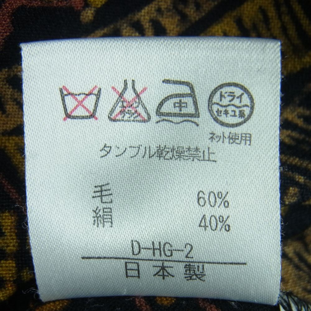 LEONARD レオナール FASHION ファッション シルク混 ウール ネイティブ 総柄 カットソー ブラック系 オレンジ系 L【中古】