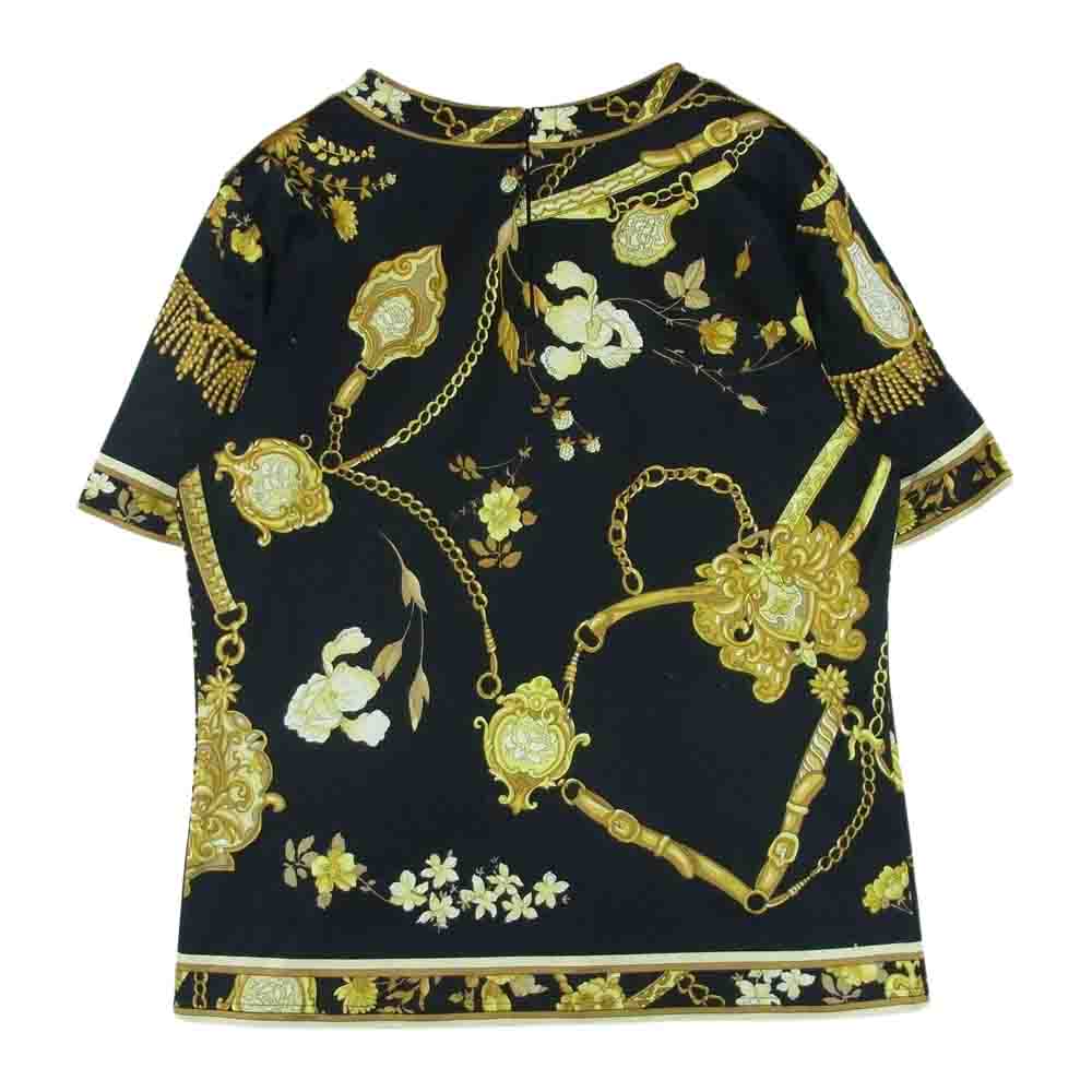 LEONARD レオナール FASHION ファッション フラワー チェーン カットソー コットン 日本製 ブラック系 LL【中古】