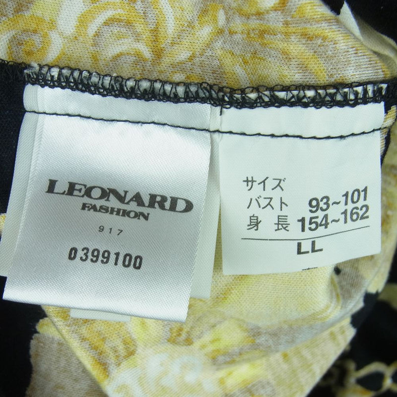 LEONARD レオナール FASHION ファッション フラワー チェーン カットソー コットン 日本製 ブラック系 LL【中古】