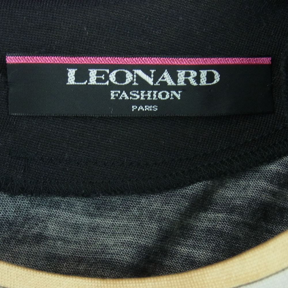 LEONARD レオナール FASHION ファッション シルク混 ウール フラワー ニット カットソー 日本製 ブラック系 L【中古】