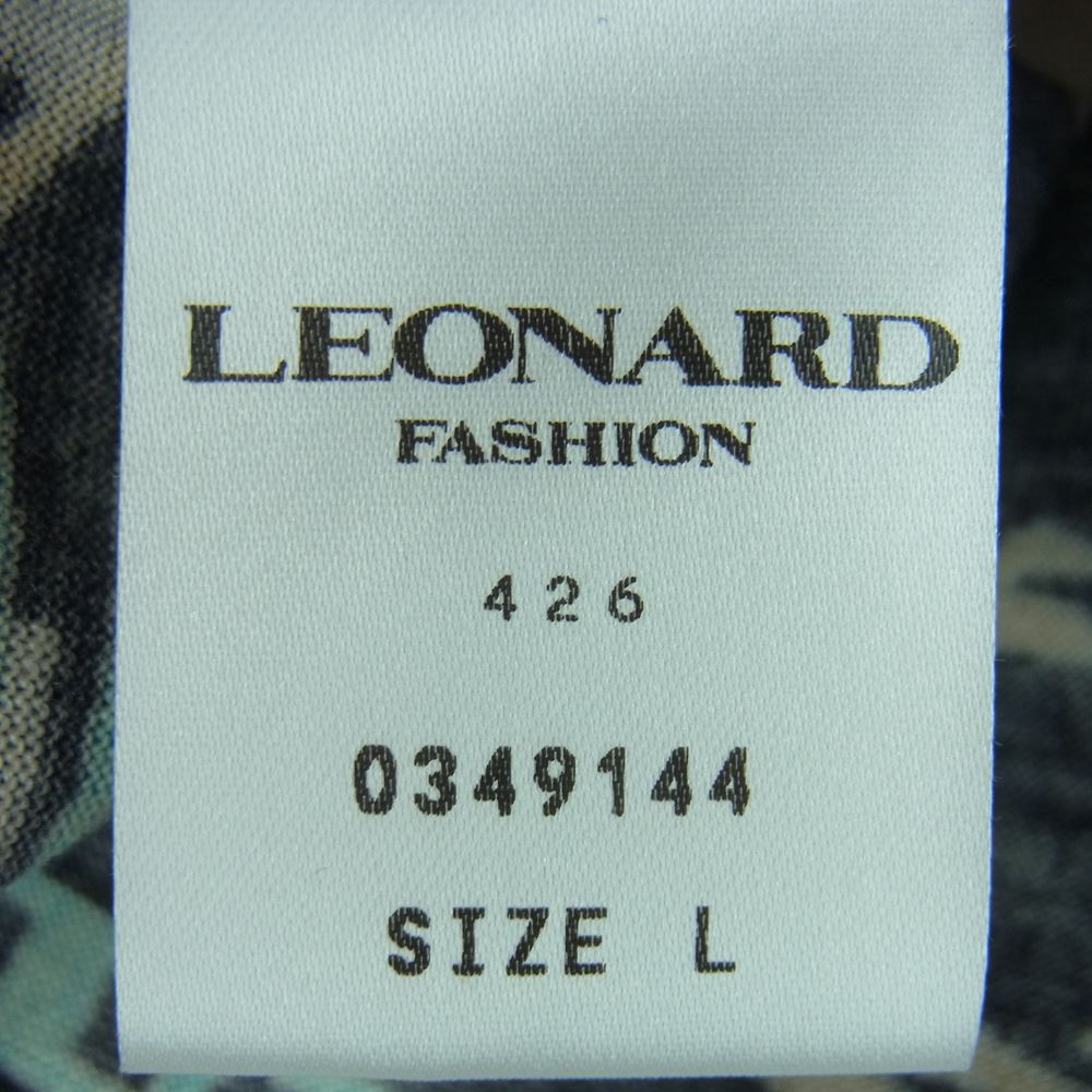 LEONARD レオナール FASHION ファッション シルク混 ウール フラワー ニット カットソー 日本製 ブラック系 L【中古】
