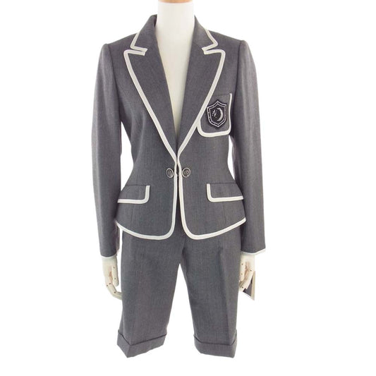 ミスアシダ CJ8511 ジュンアシダ 羊毛 ブレザー パイピング ジャケット ショーツ ハーフパンツ セットアップ グレー系 9【中古】