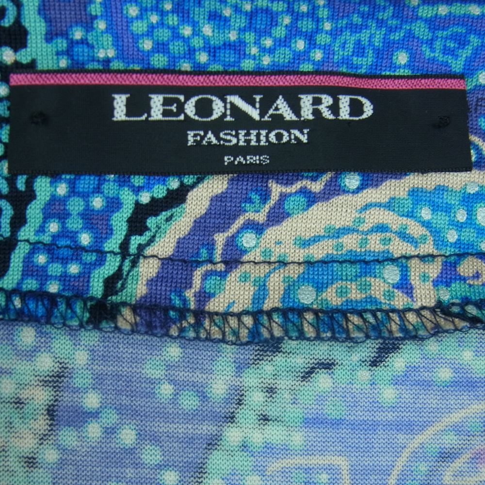 LEONARD レオナール FASHION ファッション シルク混 ウール ペイズリー 総柄 ニット カーディガン ジャケット ライトブルー系 パープル系 L【中古】