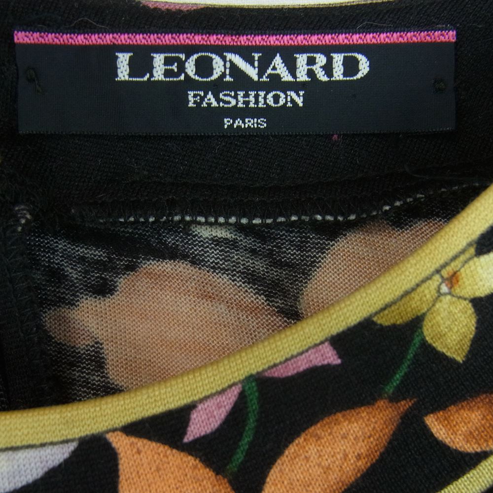 LEONARD レオナール FASHION ファッション シルク混 ウール フラワー ニット 日本製 ブラック系 L【中古】