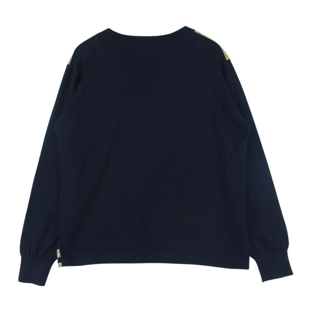 LEONARD レオナール FASHION ファッション フラワー シルク混 ウール ニット セーター ダークネイビー系 ピンク系 M【中古】