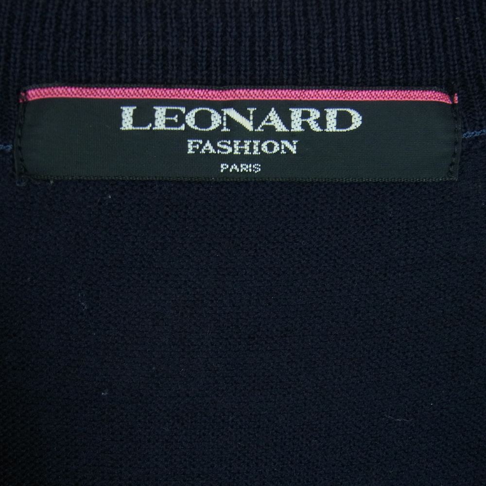 LEONARD レオナール FASHION ファッション フラワー シルク混 ウール ニット セーター ダークネイビー系 ピンク系 M【中古】