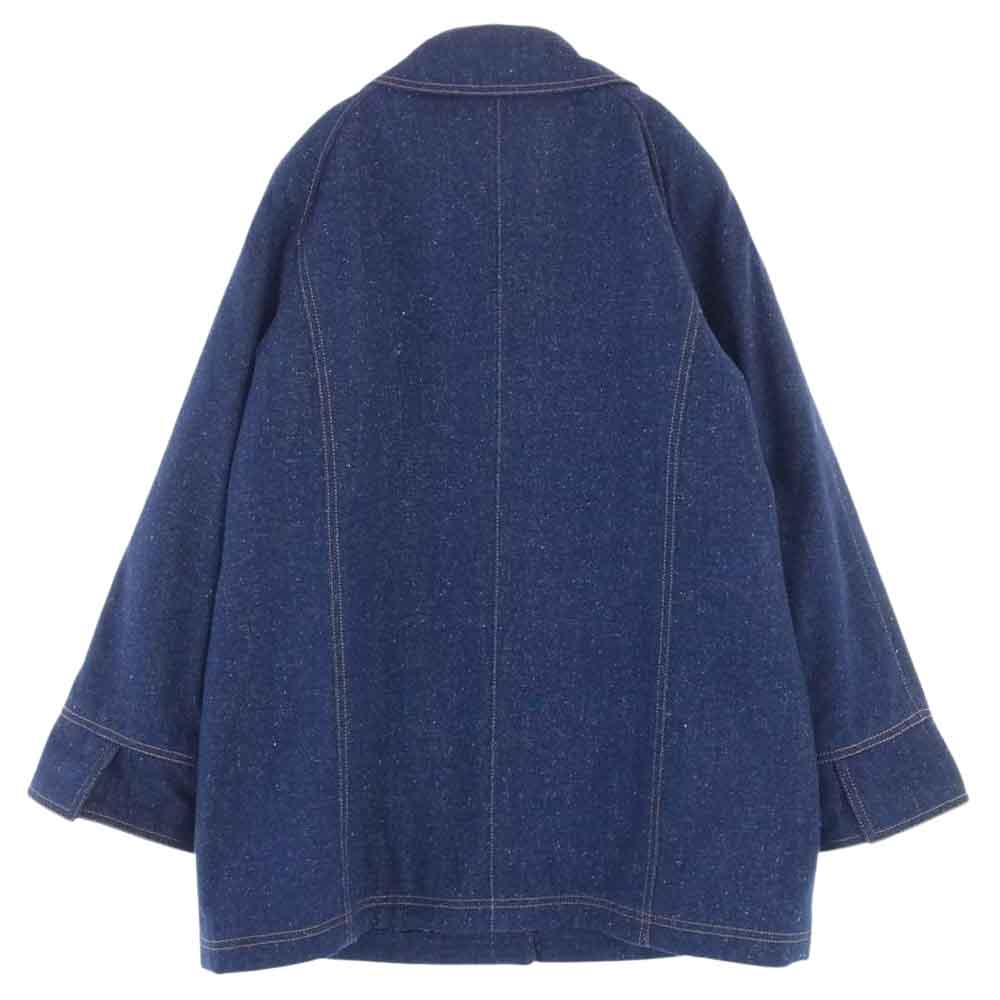 LEONARD レオナール FASHION ファッション シルク 裏地キルティング 裏地総柄 ウール ハーフコート デニムジャケット インディゴブルー系 13AR【中古】
