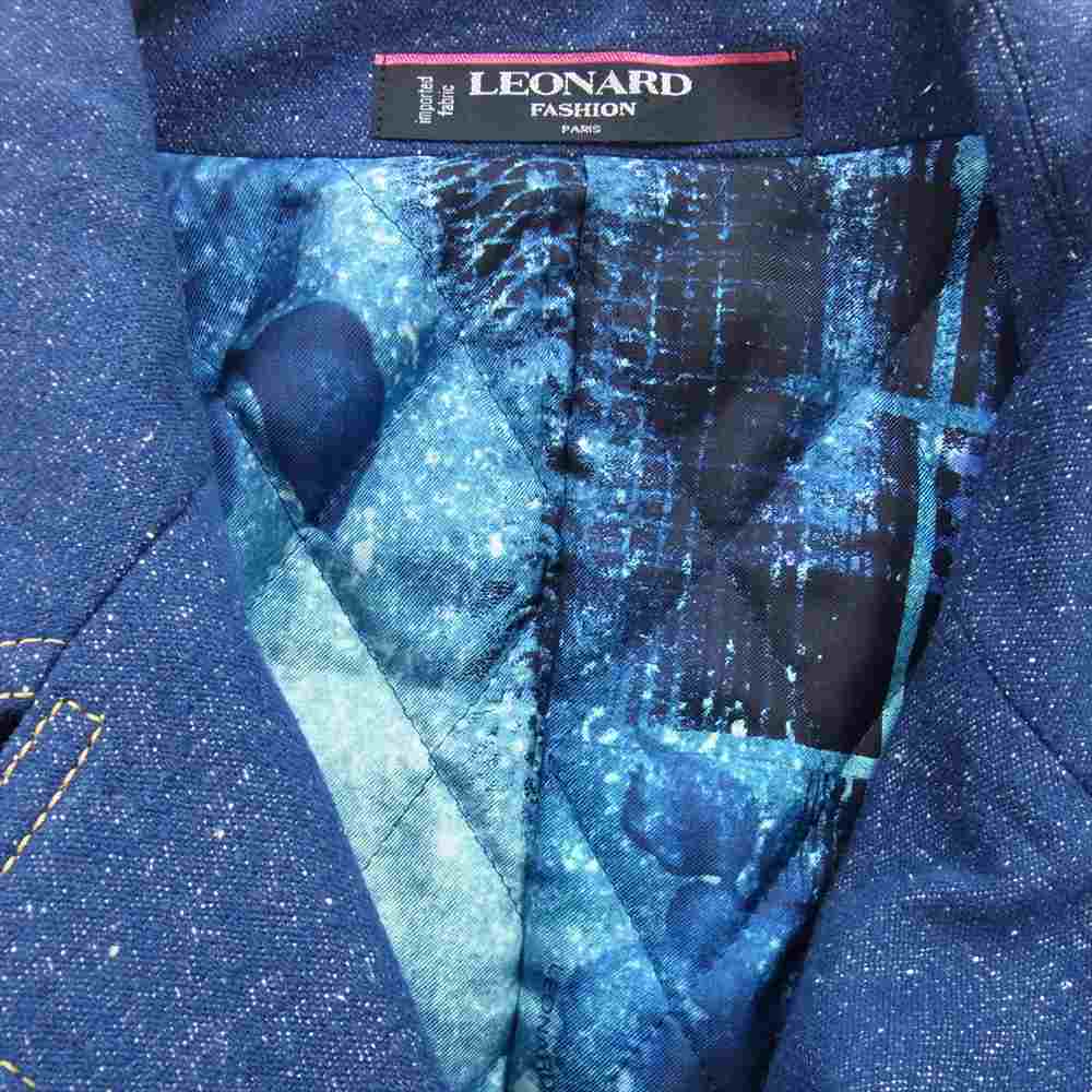 美品◎正規品 日本製 LEONARD FASHION レオナール ファッション 0331356 ウール100％ 薄手 スプリング ロングジャケット ブラック 9AR