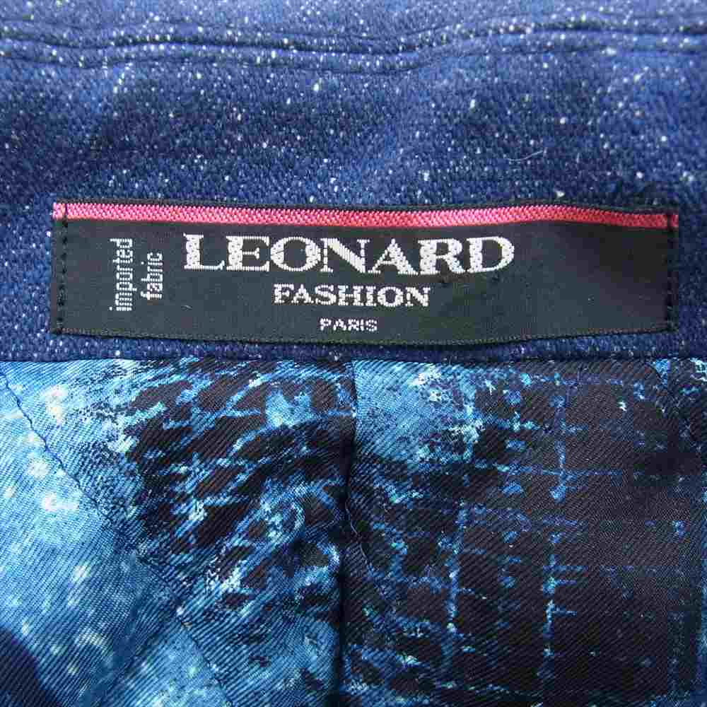 LEONARD レオナール FASHION ファッション シルク 裏地キルティング 裏地総柄 ウール ハーフコート デニムジャケット インディゴブルー系 13AR【中古】