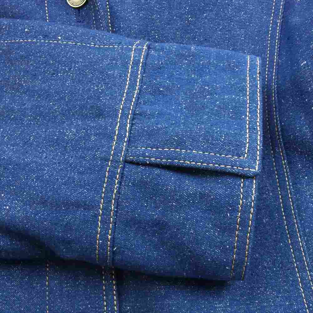 LEONARD レオナール FASHION ファッション シルク 裏地キルティング 裏地総柄 ウール ハーフコート デニムジャケット インディゴブルー系 13AR【中古】