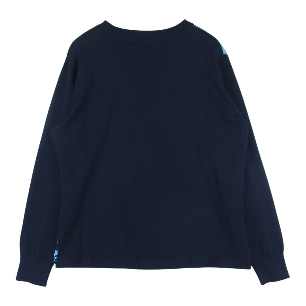 LEONARD レオナール FASHION ファッション フラワー シルク混 ウール ニット セーター ダークネイビー系 ブルー系 L【中古】