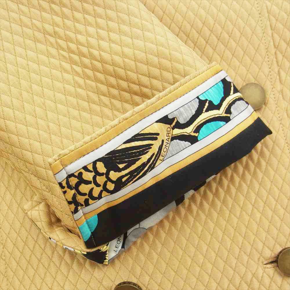 LEONARD レオナール FASHION ファッション シルク混 ウール キルティング ダブルジャケット スカート セットアップ ベージュ系 13AR【中古】