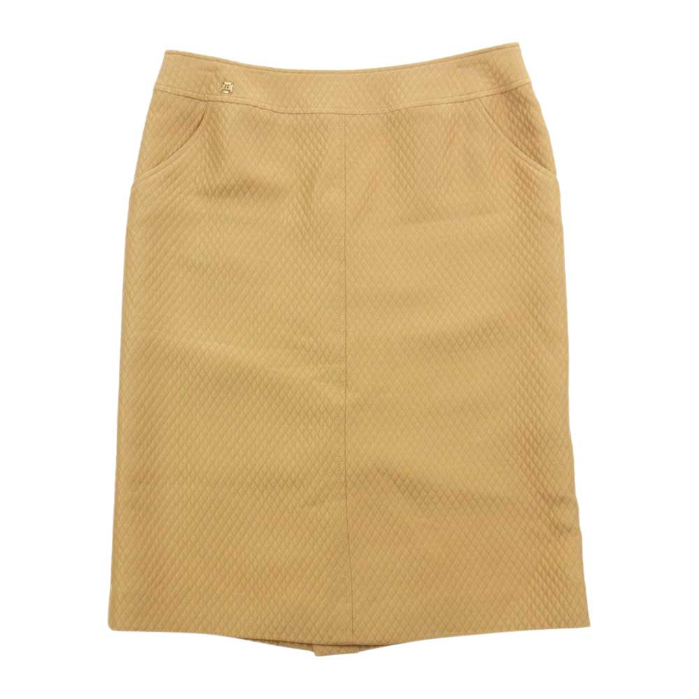 LEONARD レオナール FASHION ファッション シルク混 ウール キルティング ダブルジャケット スカート セットアップ ベージュ系 13AR【中古】