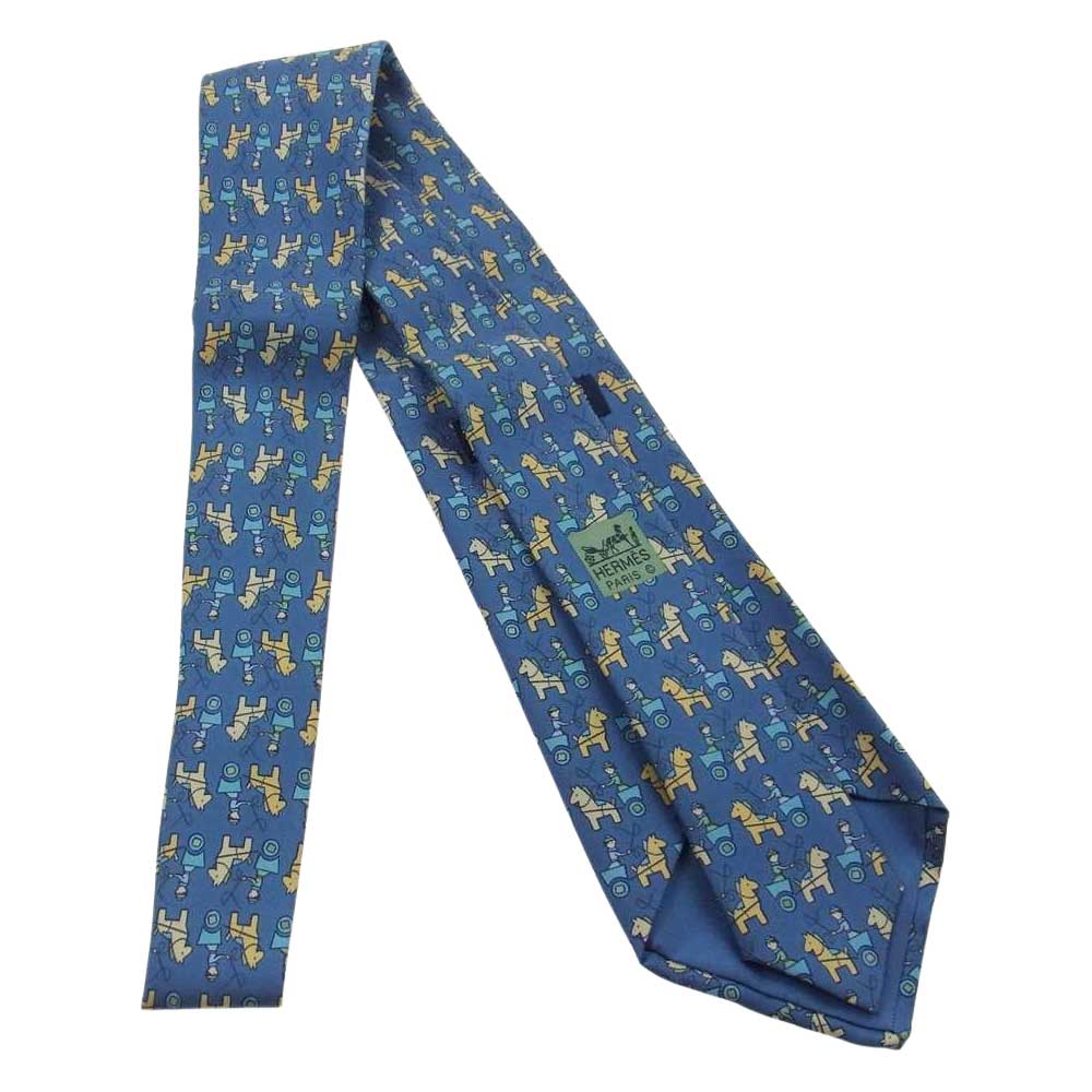 セールショップ HERMES ネクタイ スカーフ柄 ブルー - 小物