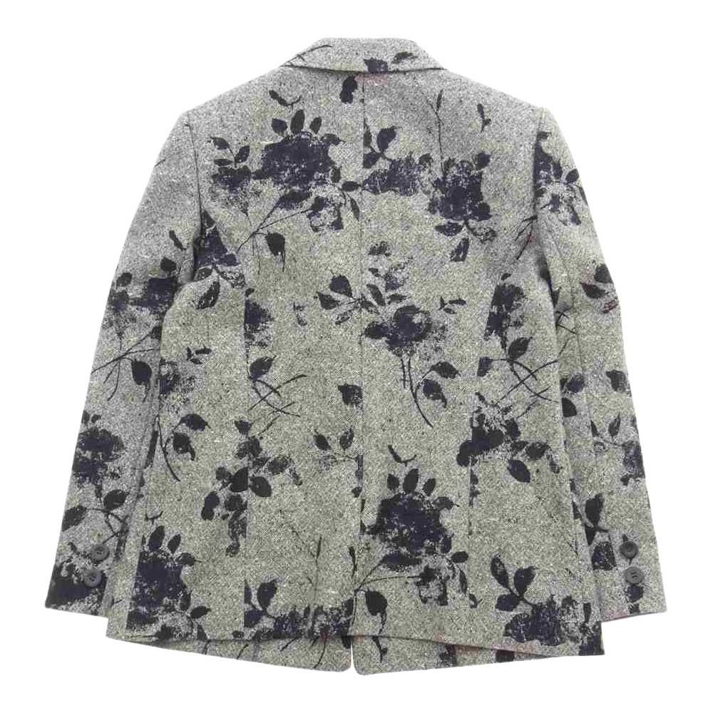 LEONARD レオナール FASHION ファッション シルク混 ウール フラワー ツイード ジャケット スカート セットアップ グレー系 42【中古】