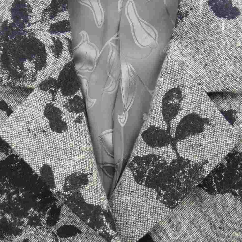 LEONARD レオナール FASHION ファッション シルク混 ウール フラワー ツイード ジャケット スカート セットアップ グレー系 42【中古】