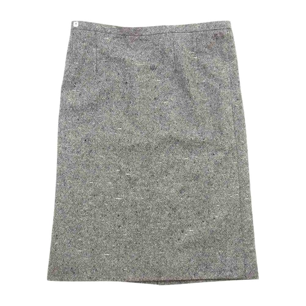 LEONARD レオナール FASHION ファッション シルク混 ウール フラワー ツイード ジャケット スカート セットアップ グレー系 42【中古】