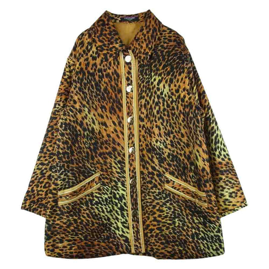 LEONARD レオナール FASHION ファッション シルク100％ アニマル レオパード 中綿 コート ブラウン系 ブラック系 9AR【中古】
