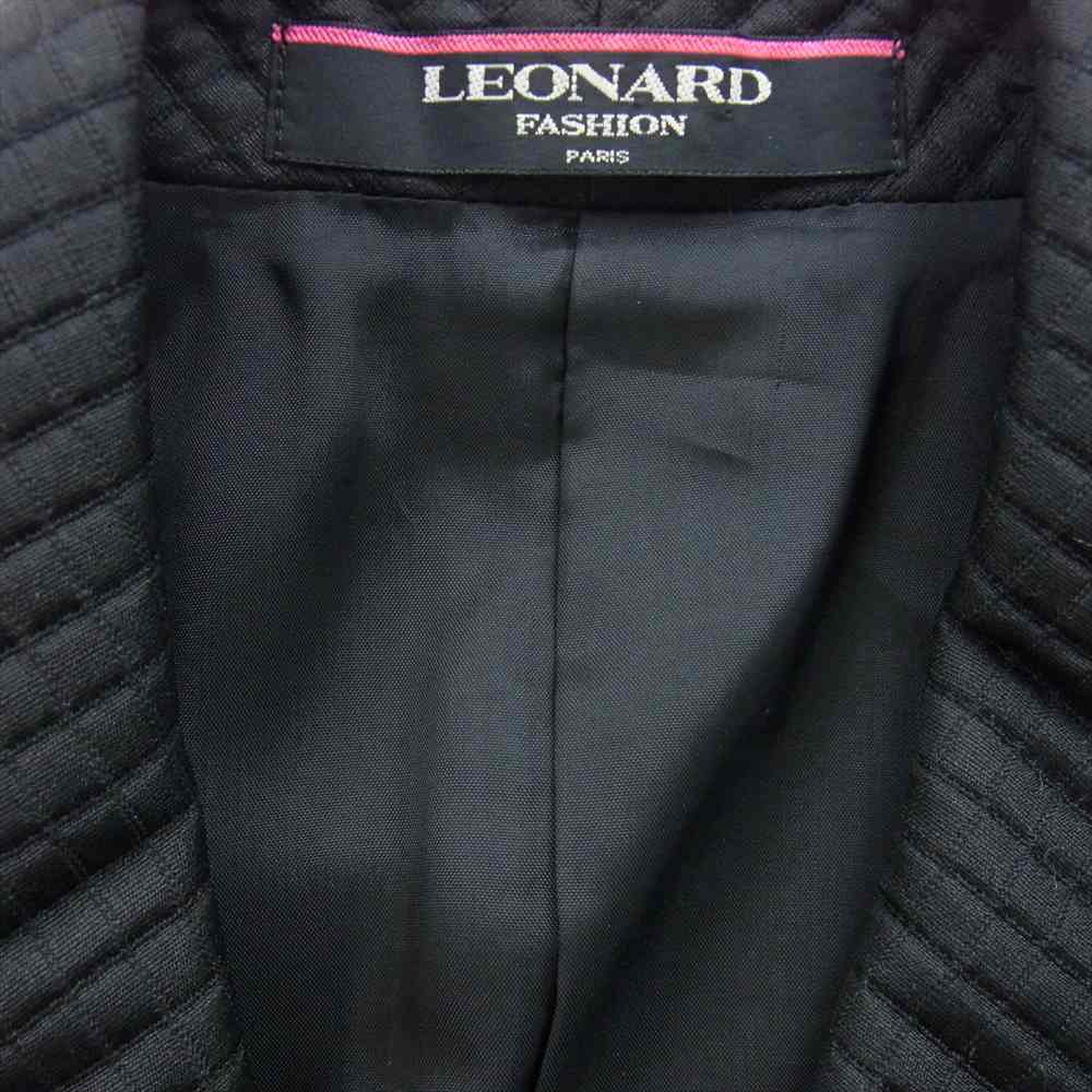 LEONARD レオナール FASHION ファッション 国内正規品 フラワー シルク混 ウール テーラードジャケット ブラック系【中古】