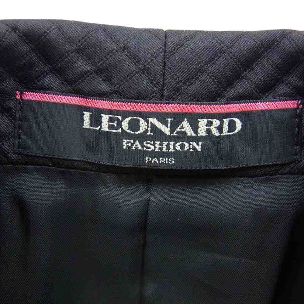LEONARD レオナール FASHION ファッション 国内正規品 フラワー シルク混 ウール テーラードジャケット ブラック系【中古】