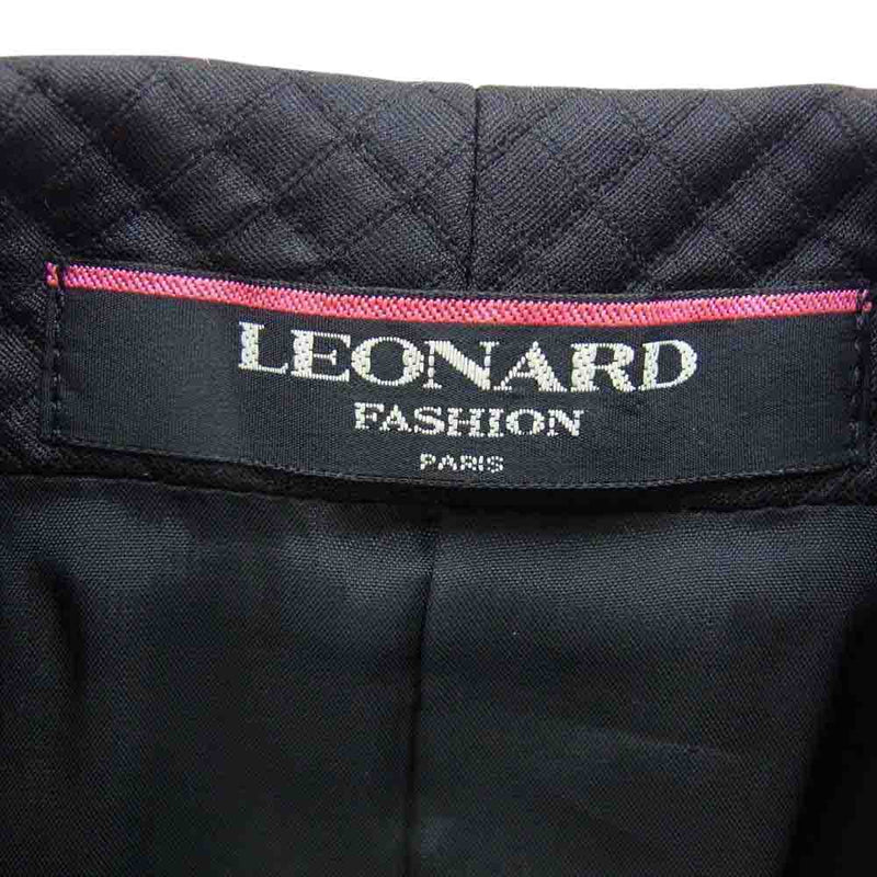 LEONARD レオナール FASHION ファッション 国内正規品 フラワー シルク混 ウール テーラードジャケット ブラック系【中古】