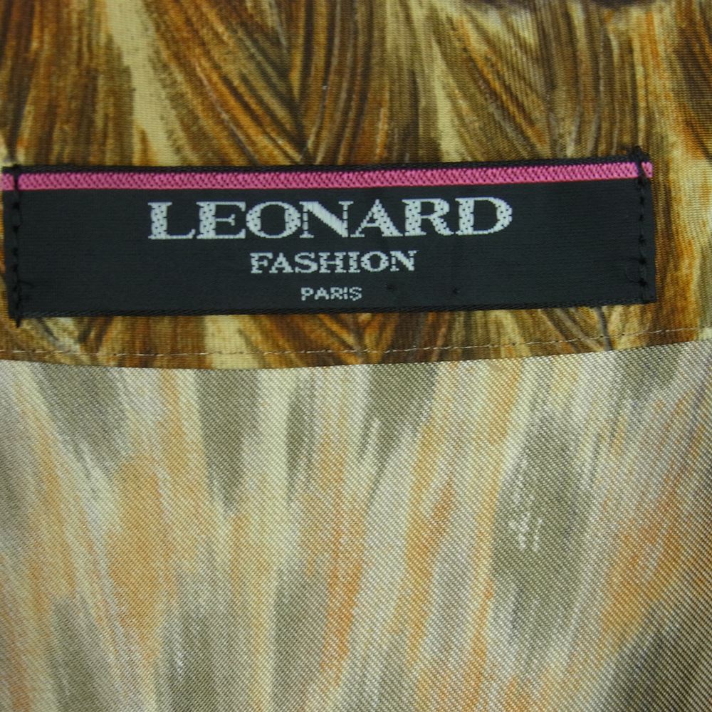 LEONARD レオナール FASHION ファッション シルク100％ アニマル 切替 レイン コート 日本製 ブラウン系 9AR【中古】
