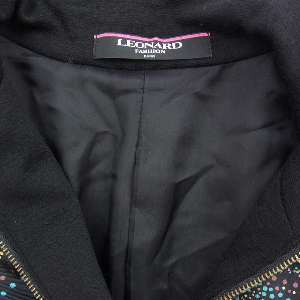 LEONARD レオナール FASHION ファッション シルク ウール ドット ペイズリー 総柄 ブルゾン スカート 3ピース セットアップ ブラック系 マルチカラー系 13AR【中古】