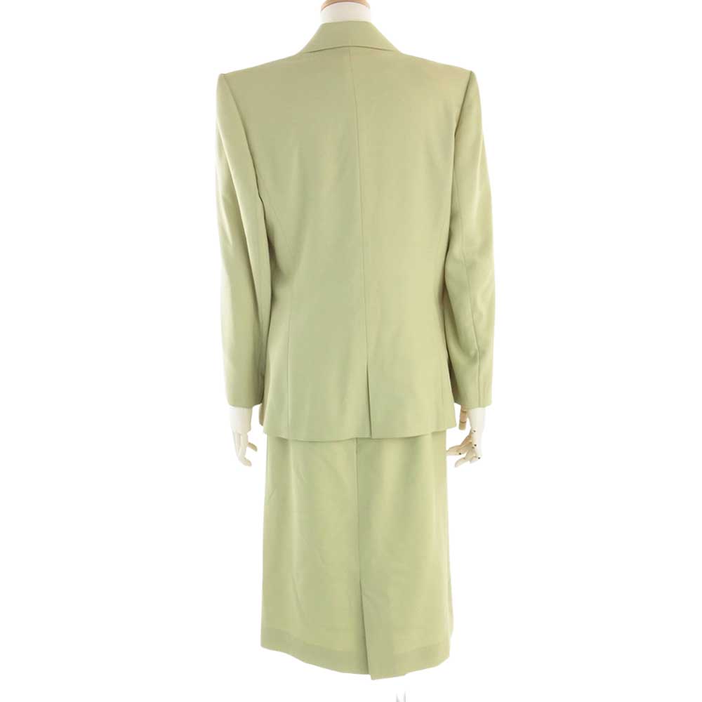 LEONARD レオナール FASHION ファッション ウール 1B ジャケット 総柄カットソー パンツ スカート 2WAY セットアップ ライトグリーン系 42【中古】