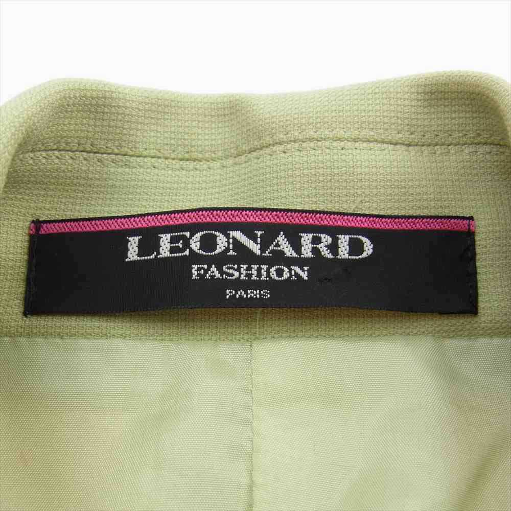 LEONARD レオナール FASHION ファッション ウール 1B ジャケット 総柄カットソー パンツ スカート 2WAY セットアップ ライトグリーン系 42【中古】