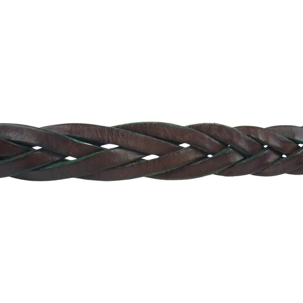 ハルシオンベルトカンパニー メッシュ レザー ベルト イングランド製 ブラウン系 グリーン系 34【中古】