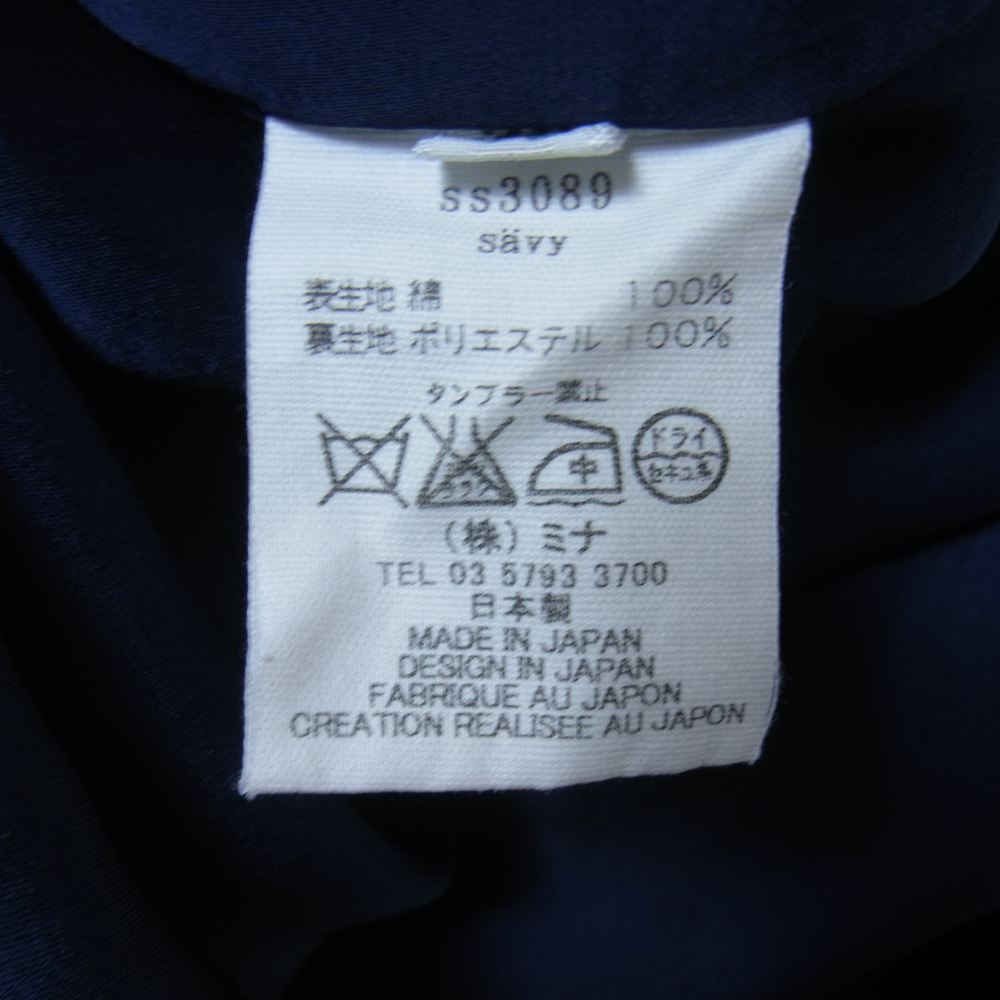 mina perhonen ミナペルホネン ss3089 choucho 蝶 ちょうちょ 刺繍 Vネック ノースリーブ ワンピース ネイビー系 38【中古】
