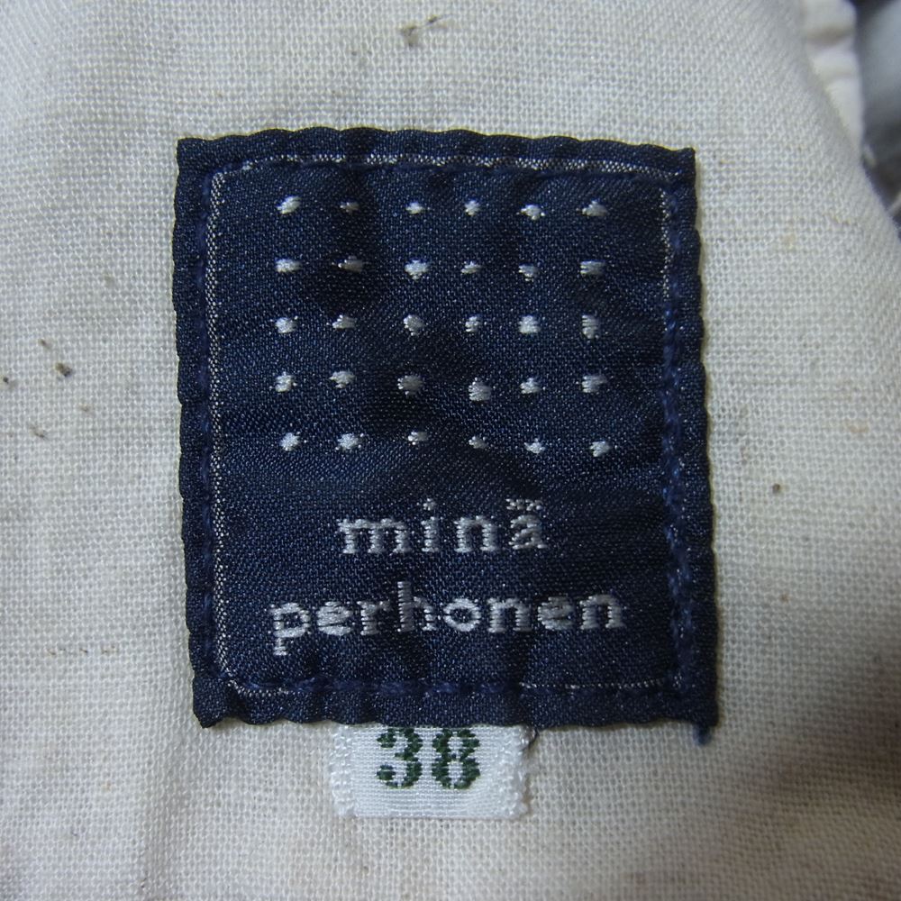mina perhonen ミナペルホネン pa4219 choucho 蝶 ちょうちょ 刺繍 ボタンフライ チノ トラウザー パンツ ブラウン系 カーキ系 38【中古】