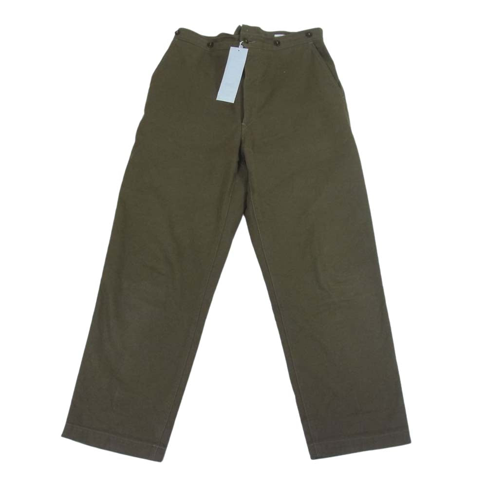 COMOLI コモリ T01-03015 コットン シルク オーバー シンチバック パンツ カーキ系 オリーブ 1【中古】
