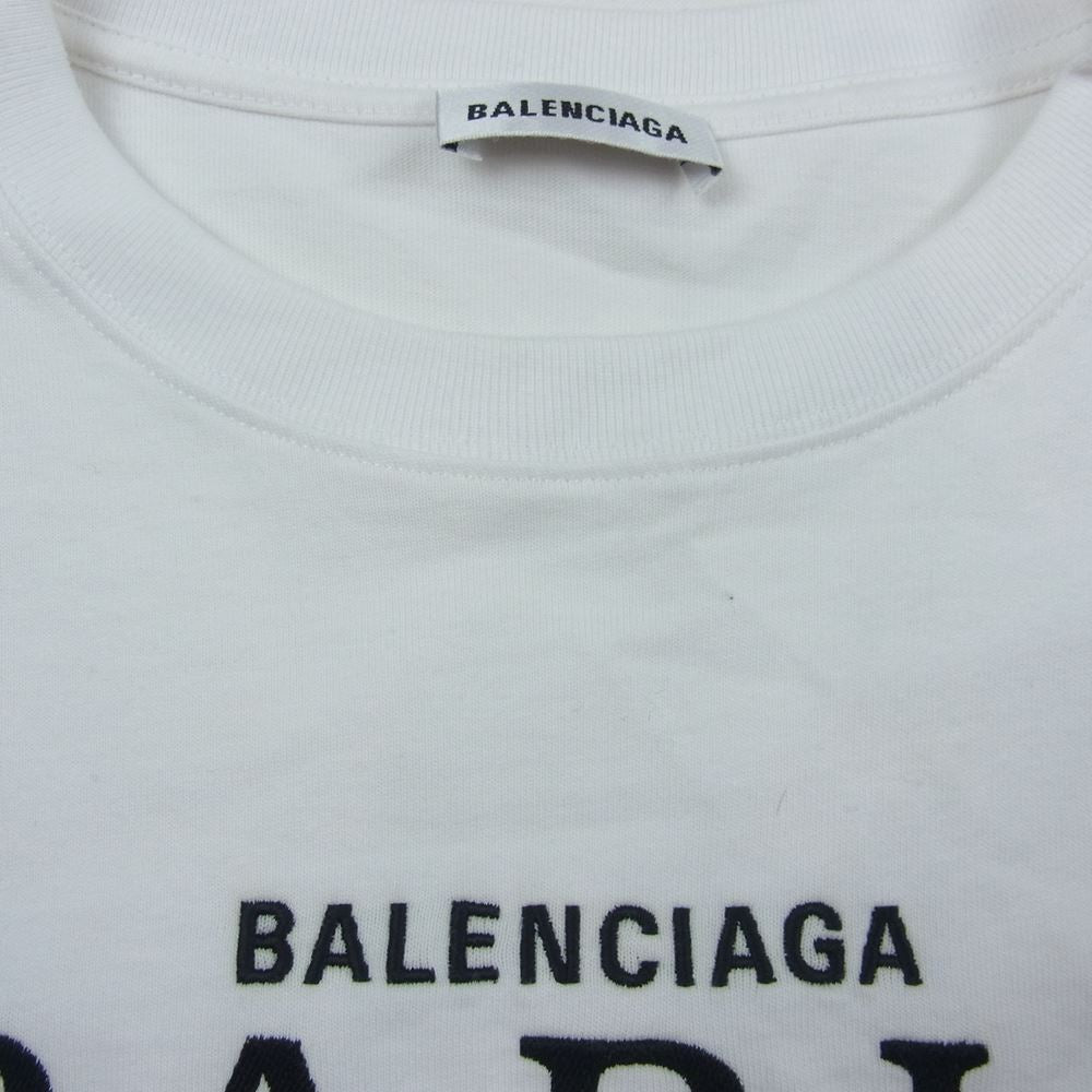 BALENCIAGA バレンシアガ 578133 TGV48 PALIS ロゴ 刺繍 半袖 Tシャツ ホワイト系 M【中古】