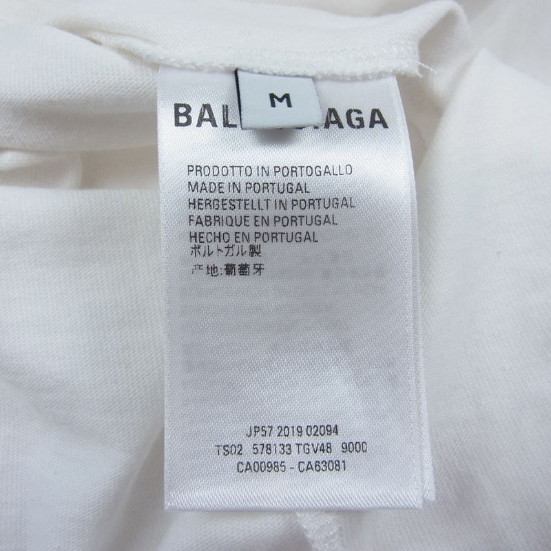 BALENCIAGA バレンシアガ 578133 TGV48 PALIS ロゴ 刺繍 半袖 Tシャツ ホワイト系 M【中古】