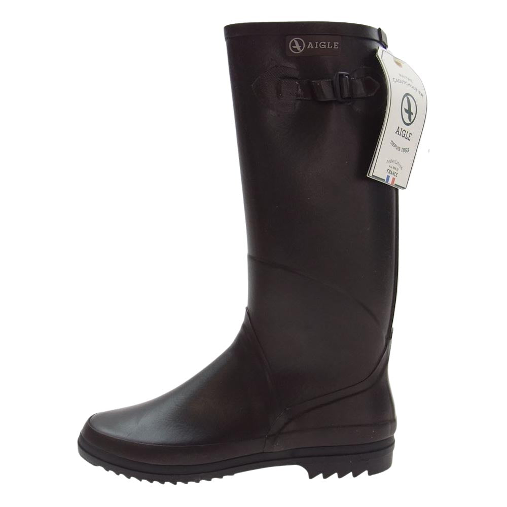 AIGLE エーグル ラバー レイン ロング ブーツ ダークブラウン系 41【新古品】【未使用】【中古】