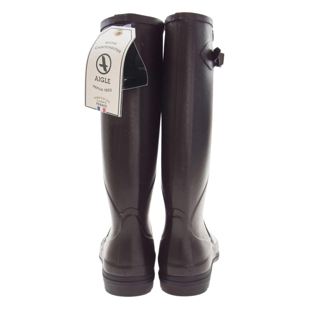 AIGLE エーグル ラバー レイン ロング ブーツ ダークブラウン系 41【新古品】【未使用】【中古】