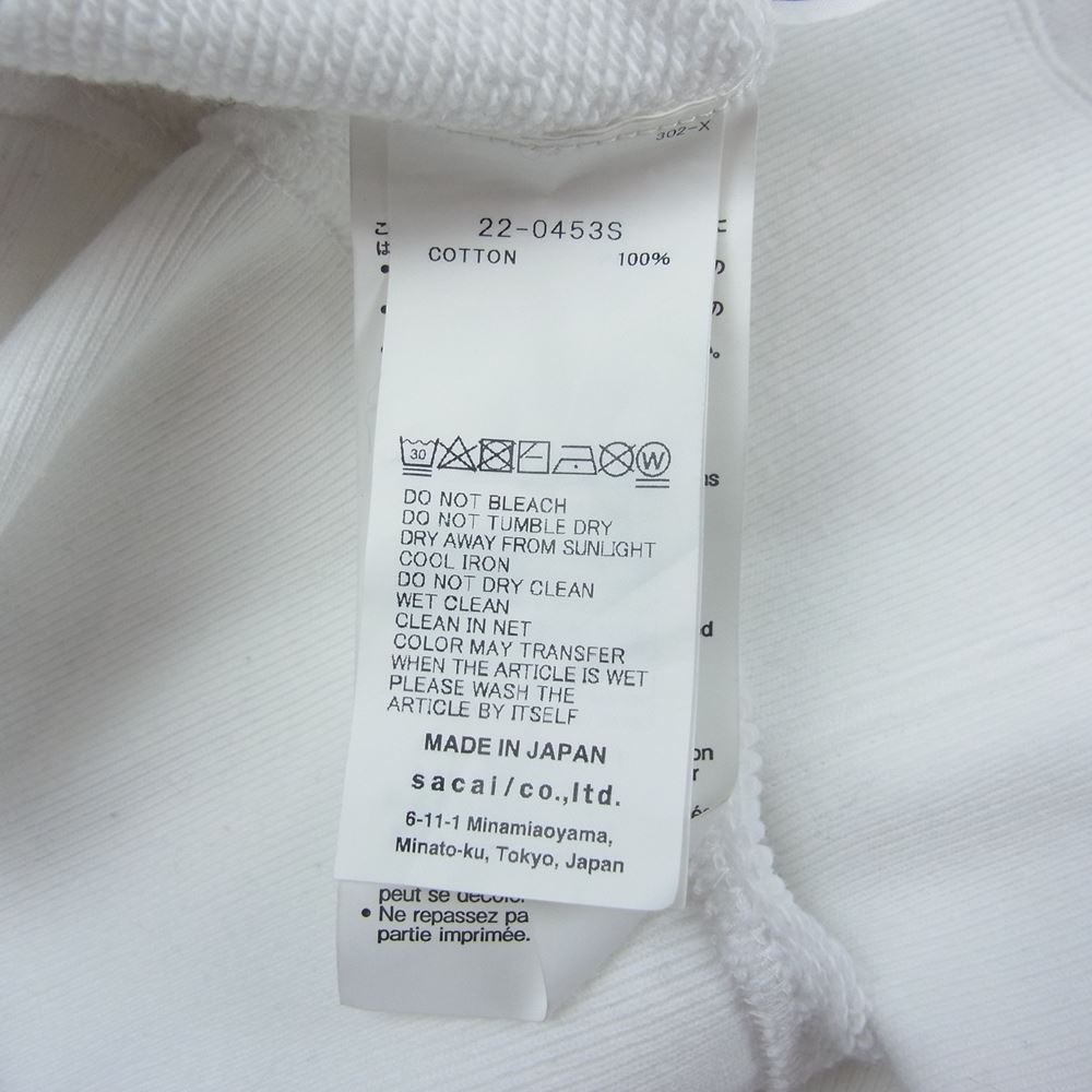 Sacai サカイ 22AAW 22-0453S forever ever ever Hoodie プリント パーカー ホワイト系【中古】