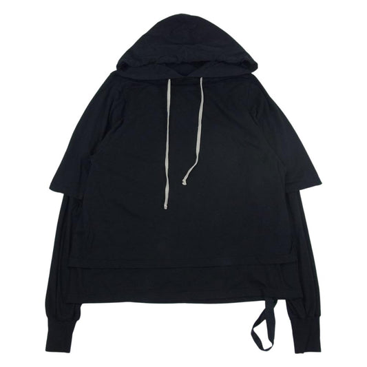 Rick Owens リックオウエンス DS02A3234-RN DRKSHDW ダークシャドウ レイヤード フーディ カットソー ブラック系 XS【中古】