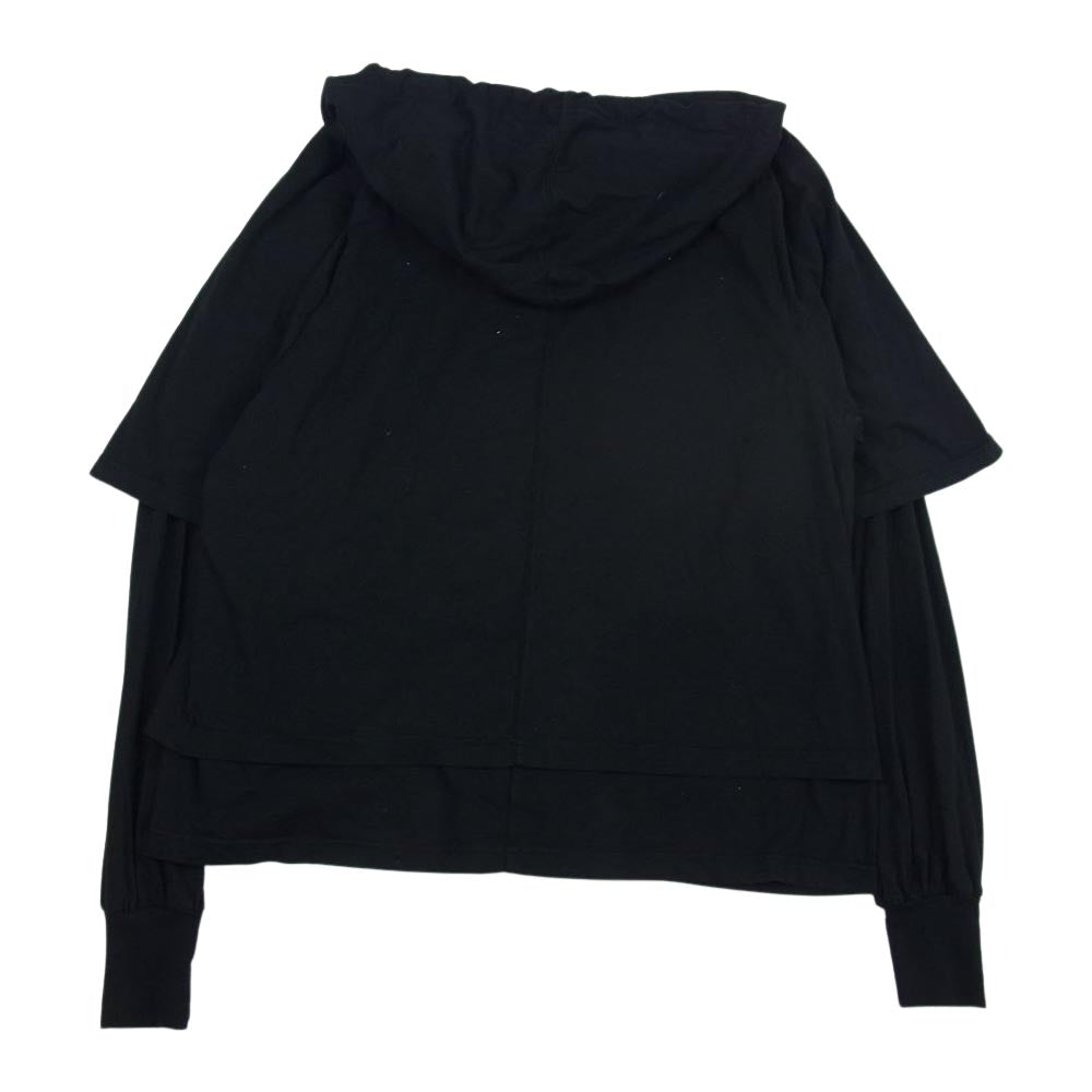 Rick Owens リックオウエンス DS02A3234-RN DRKSHDW ダークシャドウ レイヤード フーディ カットソー ブラック系 XS【中古】