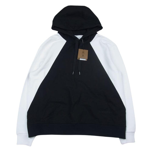 BURBERRY バーバリー 18079306 カラーブロック 切替 ドッキング パーカー ブラック系 ホワイト系 XS【美品】【中古】