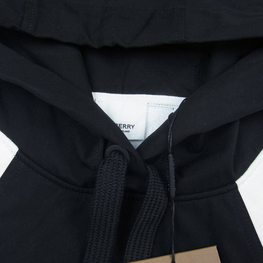 BURBERRY バーバリー 18079306 カラーブロック 切替 ドッキング パーカー ブラック系 ホワイト系 XS【美品】【中古】