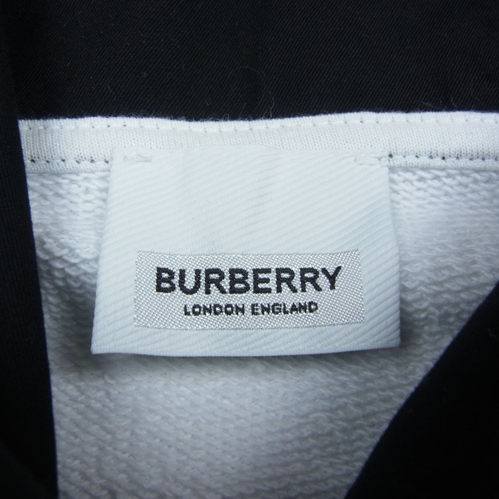 BURBERRY バーバリー 18079306 カラーブロック 切替 ドッキング パーカー ブラック系 ホワイト系 XS【美品】【中古】
