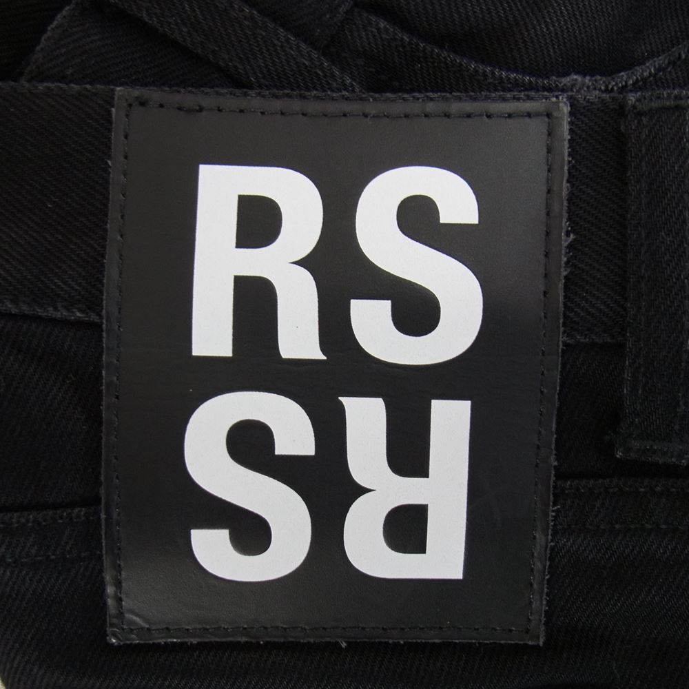 RAF SIMONS ラフシモンズ 19AW SLIM FIT DESTROYED RSパッチ レイヤード デストロイ デニムパンツ ブラック系 29【中古】