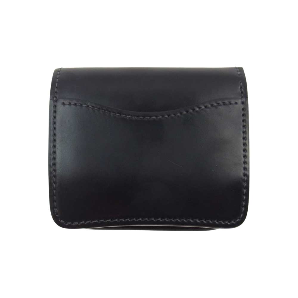 WILDSWANS ワイルドスワンズ CASA カーサ シェルコードバン インブライドル型押し加工 二つ折り 財布 ミニ ウォレット ブラック系【中古】
