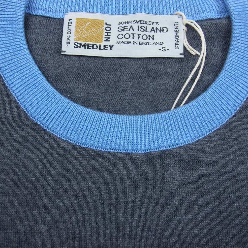 JOHN SMEDLEY ジョンスメドレー × FRAGMENT DESIGN フラグメントデザイン × SEQUEL シークエル FRGMT JS LH-S II クルーネック ニット セーター グレー系 S【新古品】【未使用】【中古】