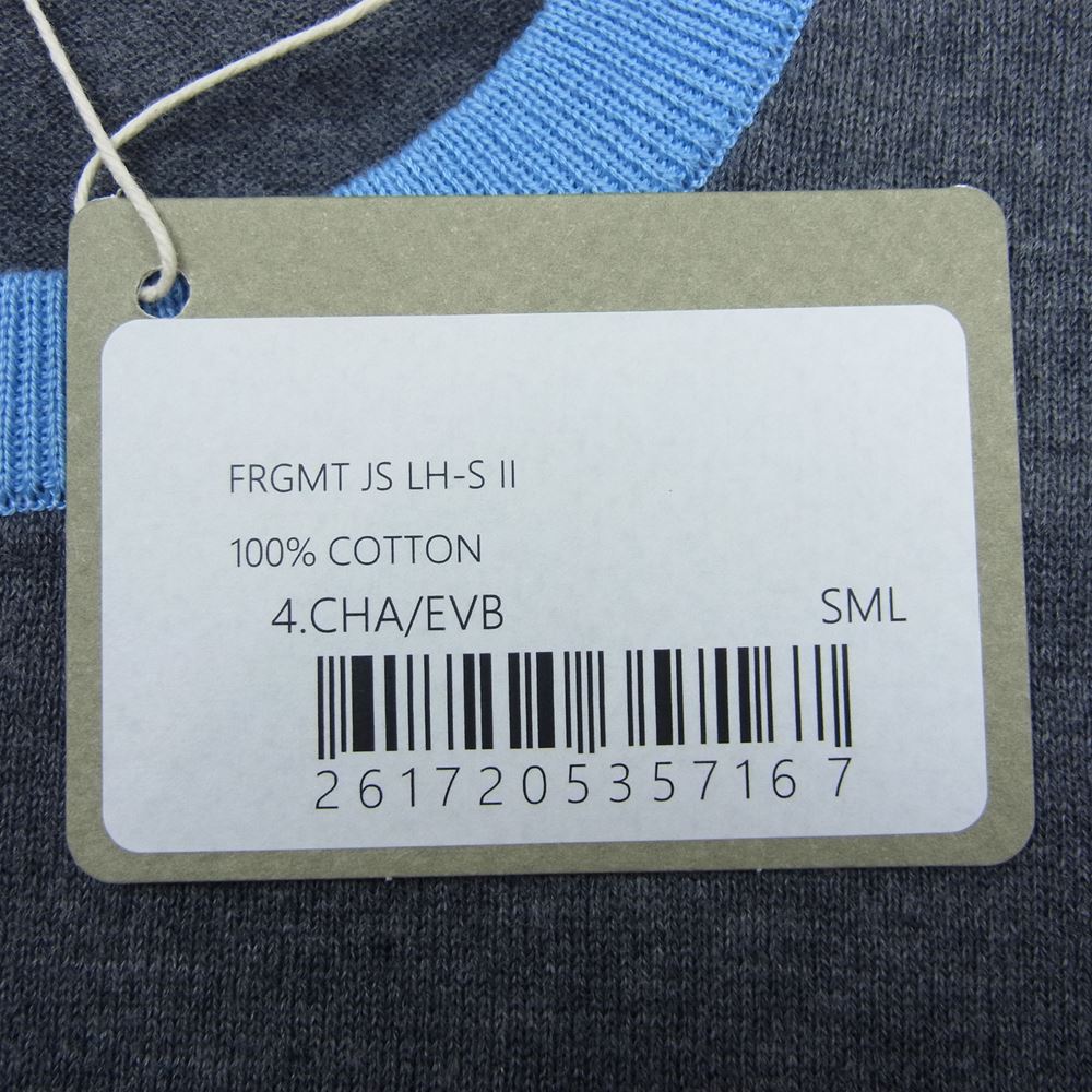JOHN SMEDLEY ジョンスメドレー × FRAGMENT DESIGN フラグメントデザイン × SEQUEL シークエル FRGMT JS LH-S II クルーネック ニット セーター グレー系 S【新古品】【未使用】【中古】