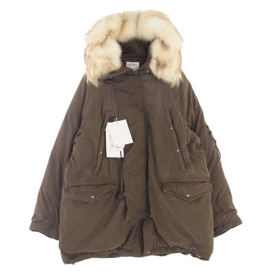 VISVIM ビズビム 0122205013006 22AW VALDEZ DOWN COAT バルディーズ ダウン ファー フード 加工 ジャケット オリーブ 1【極上美品】【中古】