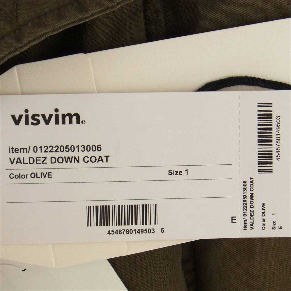 VISVIM ビズビム 0122205013006 22AW VALDEZ DOWN COAT バルディーズ ダウン ファー フード 加工 ジャケット オリーブ 1【極上美品】【中古】